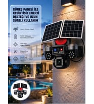 Güneş Enerjili 4 Lensli Dış Mekan Güvenlik Kamerası IP66 Su Geçirmez