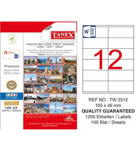 TANEX 105X46 MM  LAZER ETİKET  TW-2512