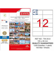 TANEX 105X46 MM  LAZER ETİKET  TW-2512