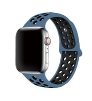 Apple Watch 10/11 42mm-38/40/41mm Kordon Delikli Spor Kordon 2/3/4/5/6/se/7/8/9 (Mavi-Siyah)