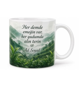 Dünya Çay Günü Rize Çay Emekçilerine Özel Tasarım Porselen Kupa Bardak Hediye