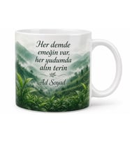 Dünya Çay Günü Rize Çay Emekçilerine Özel Tasarım Porselen Kupa Bardak Hediye