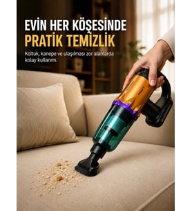 Taşınabilir Kablosuz El Süpürgesi Araç ve Ev Temizliğine Uygun