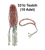 10 Adet 33lü Hac Umre Hediyelik Tesbih - Mercan