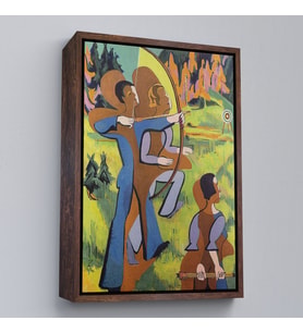 Çerçeveli Ernst Ludwig Kirchner - Okçular Tablosu - Archers (Siyah)