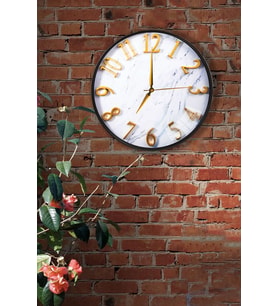 Beyaz Mermer Duvar Saati - 29 cm