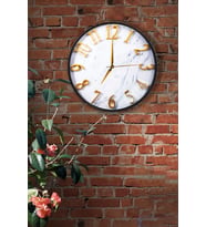 Beyaz Mermer Duvar Saati - 29 cm