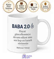 Baba 2.0 Yazılı Yenilenmiş Baba Kupa Bardak Babalar Günü Hediyesi