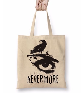 Nevermore Edgar Allan Poe Bez Çanta Uzun Saplı