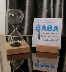 Babalar Günü'ne Özel Mıknatıslı Kum Saati Ahşap & Özel Notluk