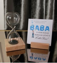 Babalar Günü'ne Özel Mıknatıslı Kum Saati Ahşap & Özel Notluk