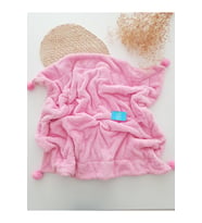 Welsoft Kalın Bebek Battaniyesi, Çift Katlı, Büyük Ponponlu, Pembe, Yenidoğ