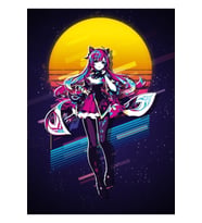 Keqing - Genshin Impact 80s Retro Tablo Ahşap Poster Dekoratif