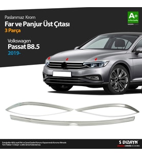 VW Passat B8.5 Krom Far Üzeri Çıta Seti 3 Parça 2019-2023