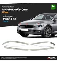 VW Passat B8.5 Krom Far Üzeri Çıta Seti 3 Parça 2019-2023