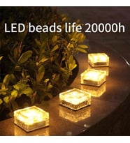 Technojet 4 Adet Solar Güneş Enerjili Buz Cam Zemin Dekoratif Bahçe Aydınlatma Led Kristal Havuz