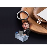 BK Gift Kişiye Özel Baba Karikatürlü Ahşap Anahtarlık-12 Sevgiliye Hediye, Arkadaşa Hediye, Doğum Günü Hediyesi