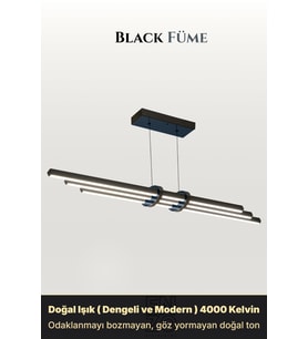 Cosmo Füme 6500K Lineer LED Sarkıt Avize – Kumandalı Dim Edilebilir – Aşağı Işık