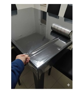 ŞEFFAF PVC MASA ÖRTÜSÜ 100 X 250 CM 1.4 mm KAYMAZ SU GEÇİRMEZ MASA KORUYUCU (Çok Renkli)