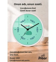 İsme Özel Balina ve Gemi Çocuk Odası Duvar Saati Orta Boy 30 cm Beyaz Camlı Sessiz