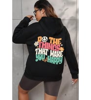 Unisex Oversize Do the things that make you Baskılı Sweatshirt (Siyah)
