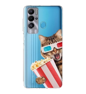 PrintiFy Tecno Pova Neo ile Uyumlu Kedi 1 Kamera Korumalı Şeffaf Kılıf