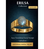 Sertifikalı Labradorit Doğal Taş Yüzük Ayarlanabilir Bakır Üzeri Altın Kaplama Aura Temizleme (Çok Renkli)