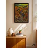 Van Gogh Kırmızı Bağ, Siyah Çerçeveli Duvar Tablosu - Sanatsever Hediyesi
