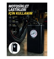 Mey İthalat® Araç Lastik Şişirme Pompası Taşınabilir Analog Basınç Göstergeli Hava Kompresörü