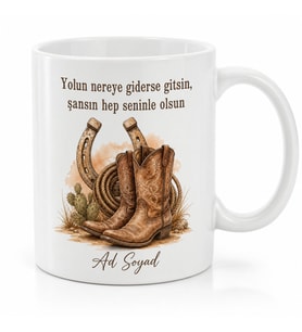 At Nalı Çizme Çizimli Şanslı Kovboy Çiftlik Yaşamı Kupa Bardak Hediye