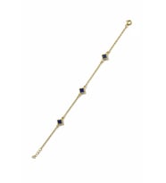14 Ayar Altın Lacivert Yonca Model Bileklik – 1,85 Gram  18 cm Zarif Tasarım (Sarı Altın)
