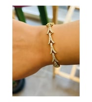 XUPING 14K GOLD RENK, ZİRKON TAŞLI V BİLEKLİK 17+3CM ACR0755
