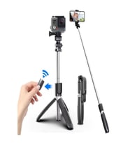 Telefon ve Kamera için Ayarlanabilir Bluetooth Selfie Çubuğu, 19-100cm, Alüminyum
