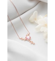 925 Ayar Gümüş Rose Daldaki Kalp Kolye