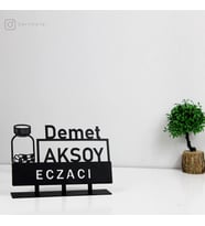 Eczacı Masaüstü İsimlik - Metal Masa İsimliği - Hediye Ofis İsimlik