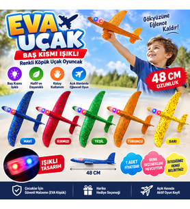 EVA Uçak Baş Kısmı Işıklı 48 CM Renkli Köpük Uçak Oyuncak 1 Adet