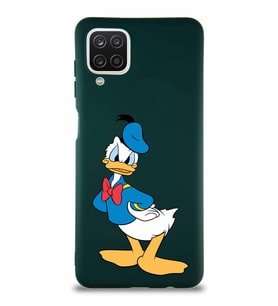 Samsung Galaxy A12 Soft Premier Kapak Donald Duck-D Tasarımlı Silikon Kılıf - Yeşil (Şeffaf)