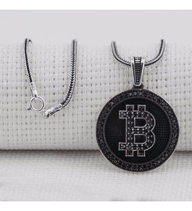 925 Ayar Gümüş Bitcoin Erkek Kolye
