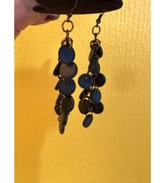 BAMBU AHŞAP BONCUKLU ÜZÜM KÜPE KADIN KÜPE BOY 5 CM (Lacivert)