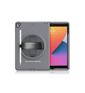 Apple İpad 10.2 (7.nesil) Kılıf Hand Strap Tablet Kılıfı - Gri