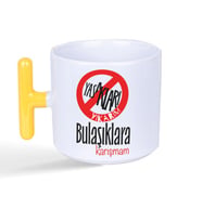 Yasakları Yıkarım Bulaşıklara Karışmam Baskılı Sarı Kulplu T Kupa