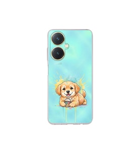 Vivo Y27 ile Uyumlu Splash Köpek Tasarımlı Şeffaf Silikon Kılıf