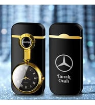 Kişiye Özel İsim ve Araç Markası Logo Amblem Baskılı Gazlı Saatli Çakmak (Siyah)