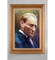 Altın Varaklı Paspartulu Çerçeveli Atatürk Tablo sd454