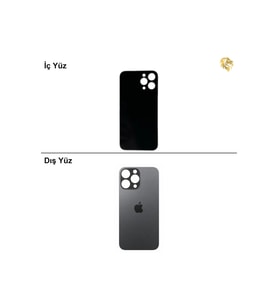 iPhone 14 Pro Max Siyah Renk Arka Kapak Arka Cam Batarya Kapağı Lazer Kesim Kapak Pil Kapağı