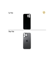 iPhone 14 Pro Max Siyah Renk Arka Kapak Arka Cam Batarya Kapağı Lazer Kesim Kapak Pil Kapağı