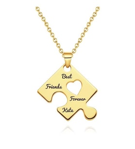 Kişileştirilmiş Puzzle Aile Sevgili Kolyesi Gümüş