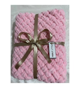 El Örgüsü Alize Puffy Bebek Battaniyesi Pudra Pembe Hasır Desen