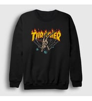 Presmono Unisex Siyah Skull Thrasher Sweatshirt 279978tt