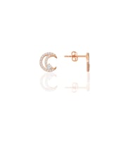 Gümüş rose zirkon taşlı hilal ışıltısı kadın küpe SGTL12655ROSE